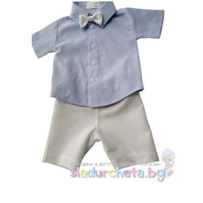 Комплект от 3 части Baby Dji - риза, къс панталон и папионка