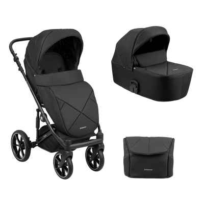 Комбинирана количка Kikka Boo 2в1 с твърд кош Amani, Black РАЗПРОДАЖБА