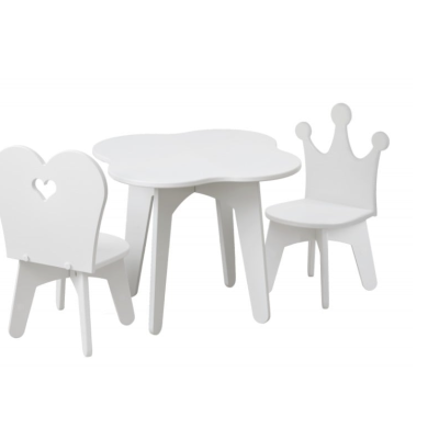 Детска дървена масичка с 2 столчета Baby, Сърце и корона