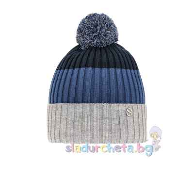 Детска шапка Criss, черен/син/сив