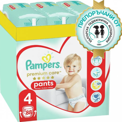 Гащички за еднократна употреба Pampers Premium Care 4, 9-15 кг 88 бр.