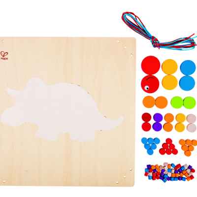 Творчески комплект Hape, Дървена мозайка, Трицераптор