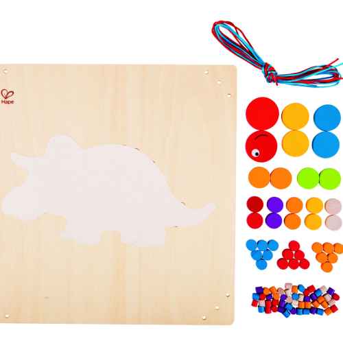 Творчески комплект Hape, Дървена мозайка, Трицераптор