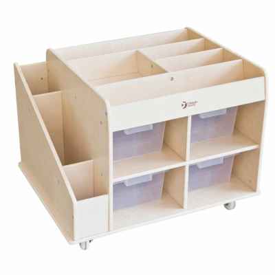 Подвижен дървен стелаж за играчки Classic World Educational