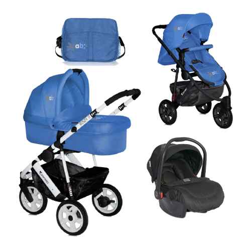 Комбинирана бебешка количка 3в1 Lorelli Monza 3 с въздушни гуми, Blue