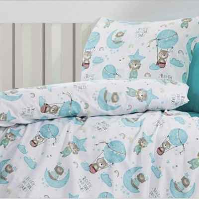 10бр. Чаршаф без ластик + калъфка 120/160см, синьо мече