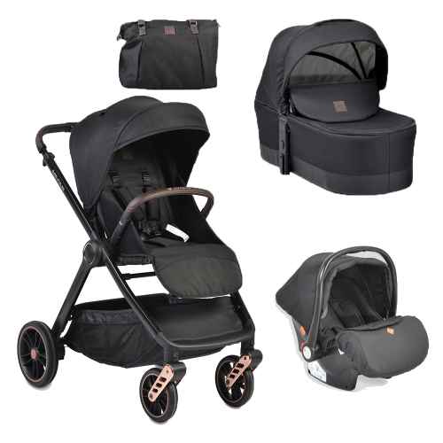 Комбинирана бебешка количка Cangaroo Macan 3в1, черна
