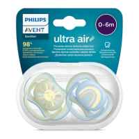 Комплект от 2 бр. ортодонтични залъгалки Philips AVENT Ultra Air 0-6м, сини с декорация Слънце и Дъга, в кутия за стерилизиране-rpwx3.jpeg