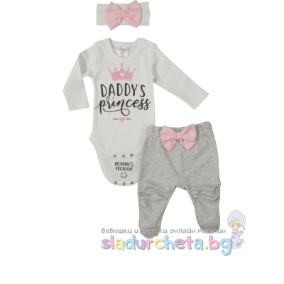 Комплект от 3 части Морисмо - боди, ританка, и лента