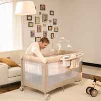 Бебешка сгъваема кошара KinderKraft LEODY UP, с аксесоари, Beige-rrq9v.jpeg