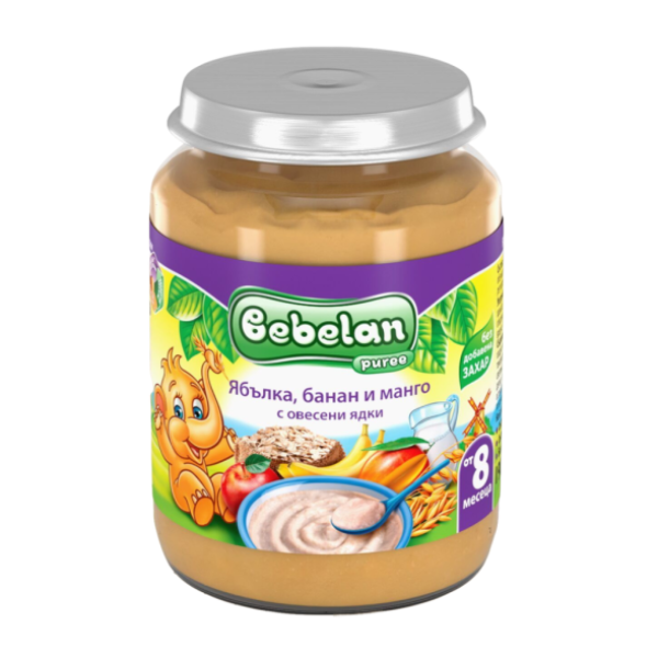 Бебешко пюре Bebelan, ябълка, банан и манго 8м 190 гр.-sArCr.png
