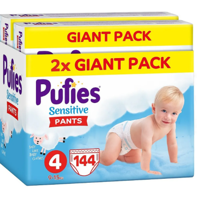 Памперс гащички Pufies Sensitive 4, 9-15 кг 144 бр.