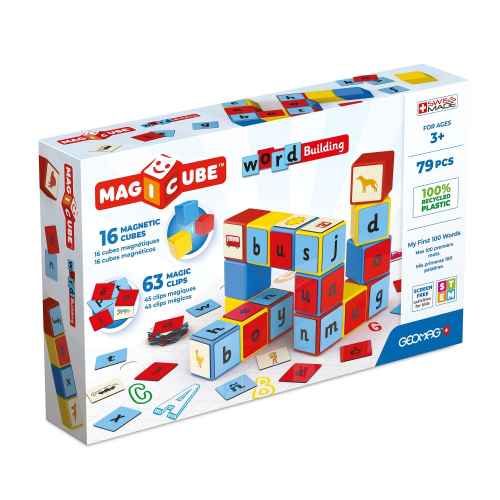 Магнитен конструктор Geomag Magicube Съставяне на думи, 79 части