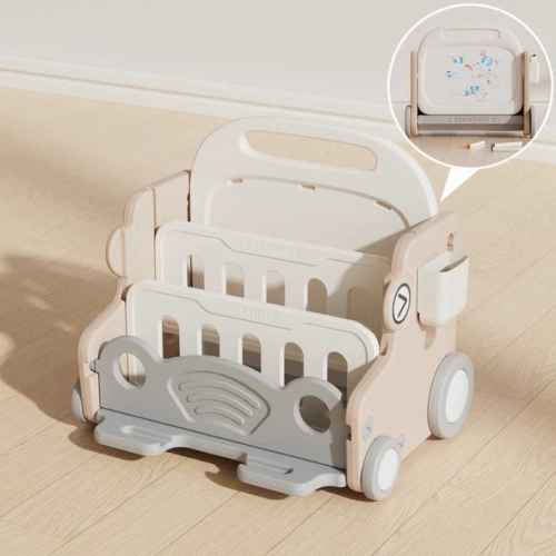 Детски подвижен органайзер с дъска за рисуване Feelkids, Кафява кола