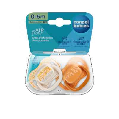 Силиконова залъгалка със симетрична форма Canpol Mountains, 0-6м, 2бр жълто