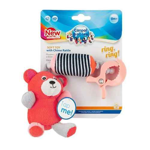 Мека играчка с камбанен звън 0м+ Canpol Bears, корал