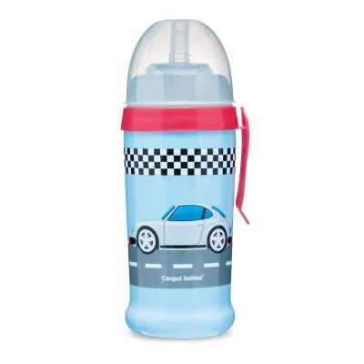 Преходна чаша със сламка Canpol Racing 350мл- синьо/червено