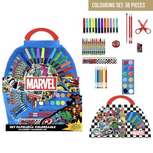 Ученически комплект за рисуване Cerda, Marvel син 50 части
