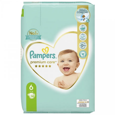 Еднократни пелени Pampers Premium Care 6, 13+ кг 38 бр.