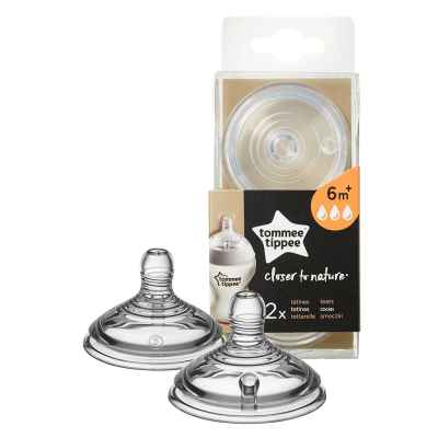 Биберони Tommee Tippee Closer to Nature Slow 3 капки, 6+м, 2бр.