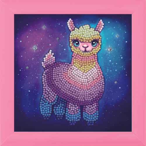 Творчески комплект Craft Buddy, Диамантен гоблен в рамка, Rainbow Lama