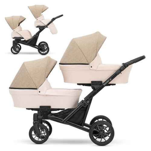 Бебешка количка за близнаци 2в1 Kunert Booster Light, крем