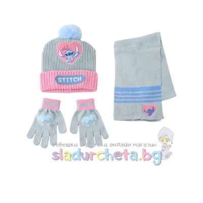 Детска шапка, шал и ръкавици Criss, сиви