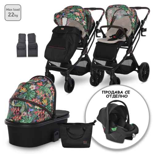 Комбинирана бебешка количка 2в1 Lorelli Glory, Tropical Flowers + адаптори
