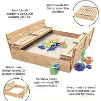 Голям детски пясъчник Ginger Home, с пейки и сгъваем капак 157x157x21см-vwISd.jpeg