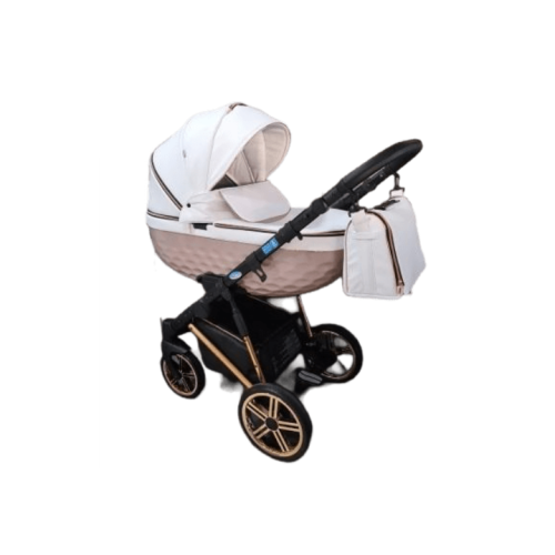 Бебешка количка 3в1 Adbor Avenue 3D eco, бяла кожа/роуз голд