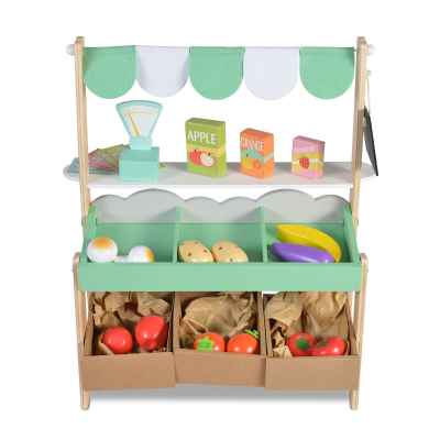 Дървен супермаркет с комплект продукти Moni toys