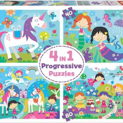 Прогресивен пъзел Educa, Фантастичен свят 4 в 1 , 20/40/60/80 части