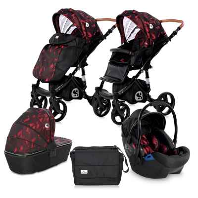Комбинирана бебешка количка 3в1 Lorelli Rimini, Ruby Red&Black