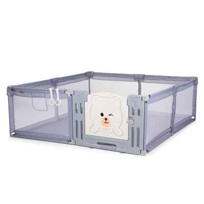 Бебешка кошара за игра с врата Chipolino Amico 180/200 см, сива