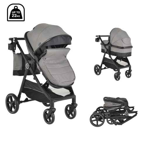 Комбинирана бебешка количка Moni Tokyo, сив