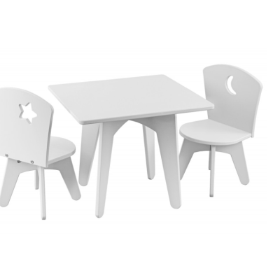 Детска дървена масичка с 2 столчета Baby, Луна и звездичка