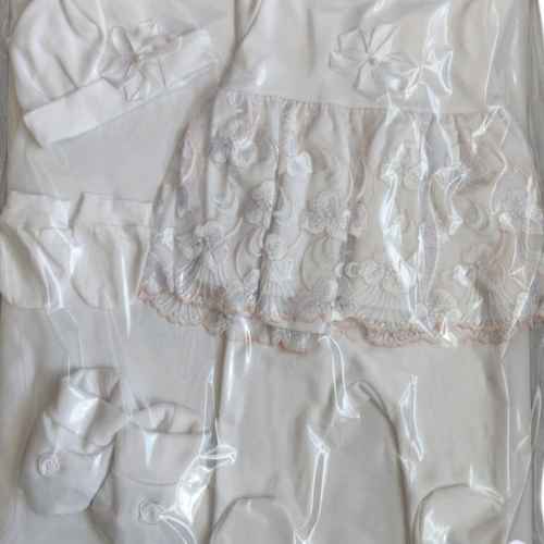 Комплект за изписване Светли, Бял с дантела