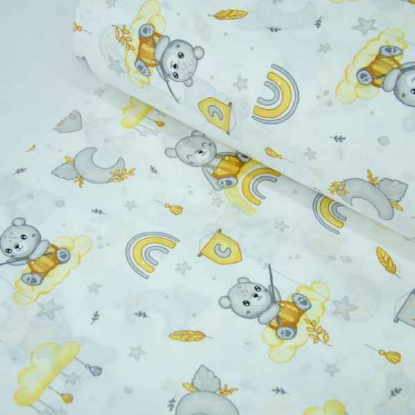 10бр. Детски спален комплект, Мечо в облаците, жълто-yD9hU.jpeg