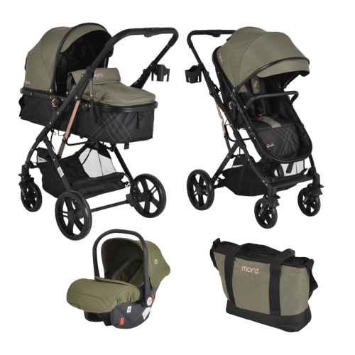Комбинирана бебешка количка 3в1 Moni Rafaello, зелен