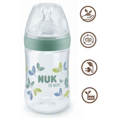 Шише NUK For Nature Temperature Control, 0+ м РР 260 мл. със силиконов биберон M, Зелено