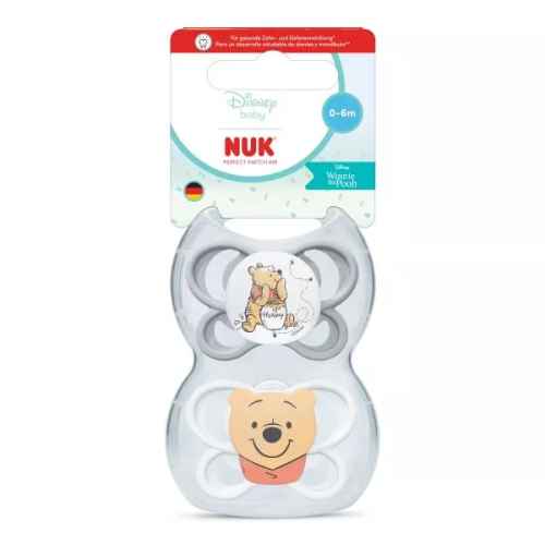 Силиконова залъгалка Nuk Perfect Match, 0-6 мес., 2 бр., AIR, Мечо Пух