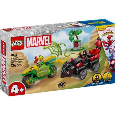 Конструктор Lego Marvel Spidey, Спин и Електро: Преследване с коли-динозаври