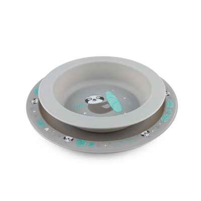 Комплект за хранене Canpol Exotic Animals, 2 части, сив