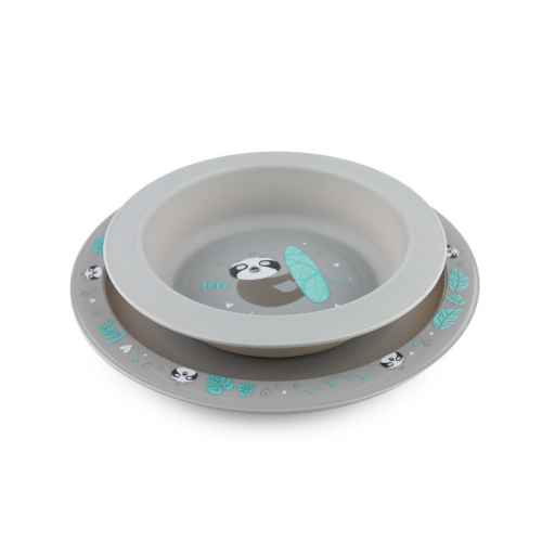 Комплект за хранене Canpol Exotic Animals, 2 части, сив