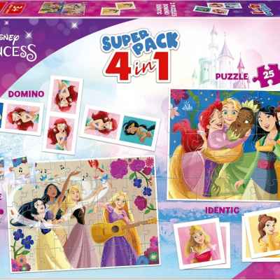 Игрален комплект Educa, Дисни принцеси, Домино, Мемори и 2 пъзела
