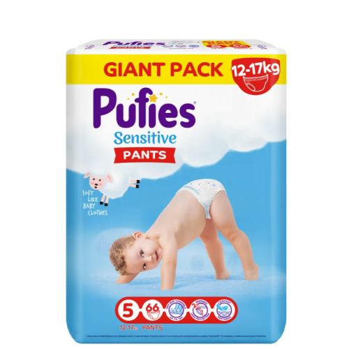 Памперс гащички Pufies Sensitive 5, 12-17 кг 66 бр.