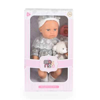 Кукла Moni Toys 30 cm Lovely Baby, със сива рокля