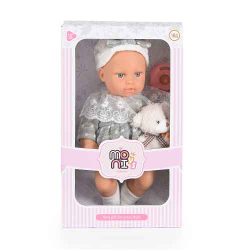 Кукла Moni Toys 30 cm Lovely Baby, със сива рокля