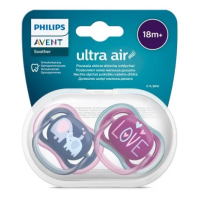 Ортодонтични залъгалки Philips AVENT Ultra Air, синя с декор Слонове и розова с надпис Love в кутия за стерилизиране, 2 бр.-ziTuD.png