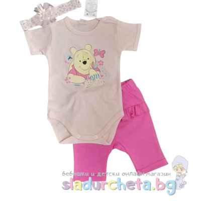 Комплект от 3 части Светли - лента, боди и 3/4 клин